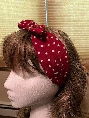 Red Polka Dot Knot Headband for Women